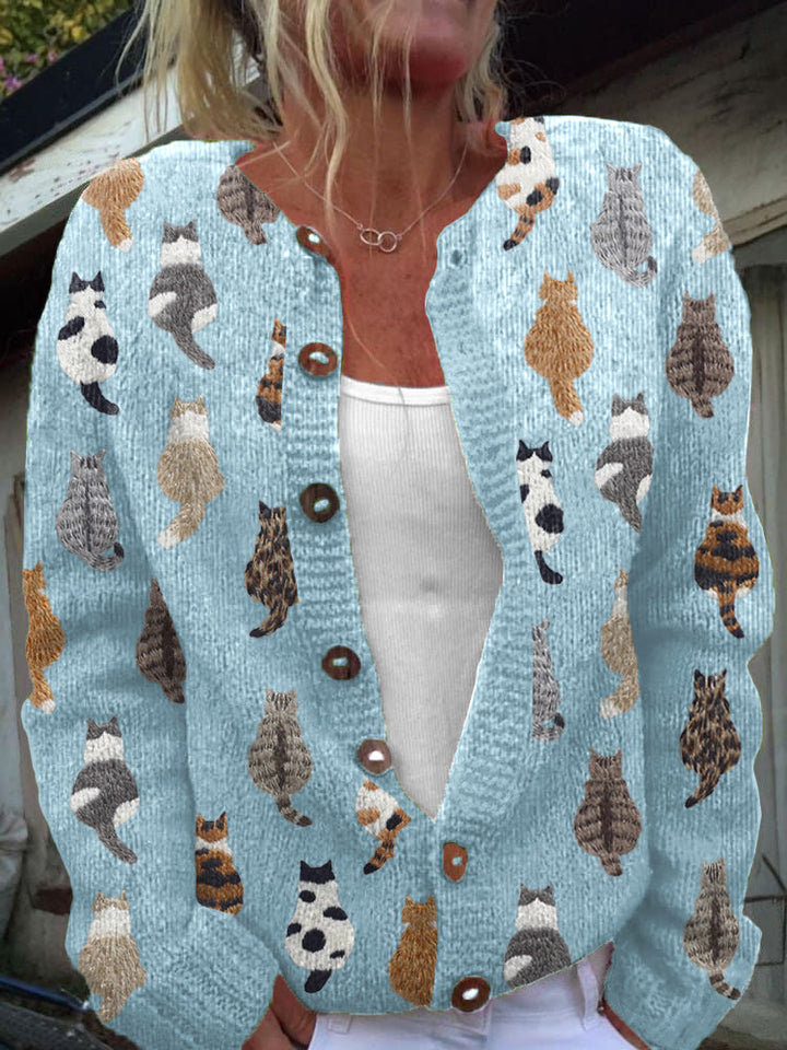 Mabel | Cat Print Knit Cardigan