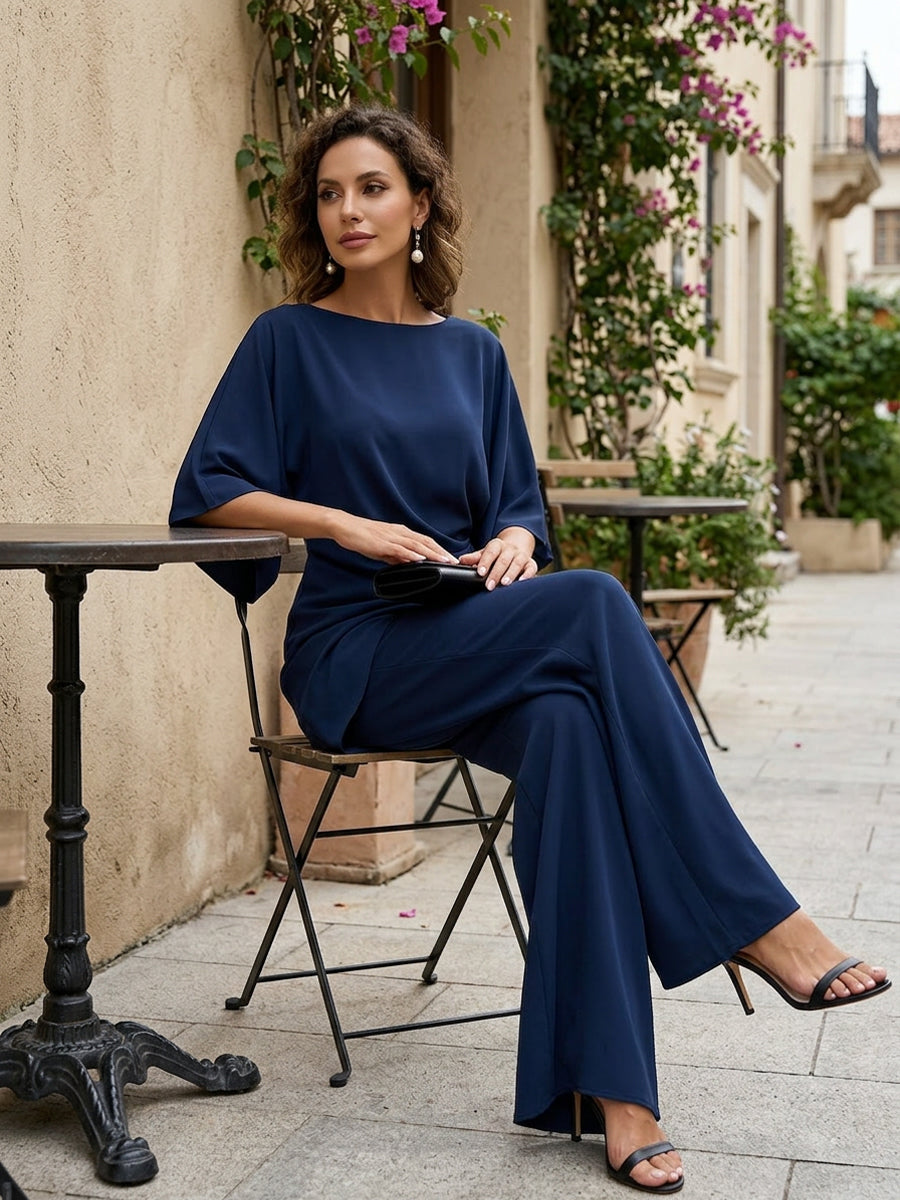 Lucretia Draped Asymmetric Wide-Leg Set