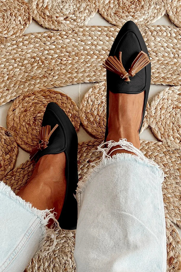 Liv Pointed Loafers with Tassels