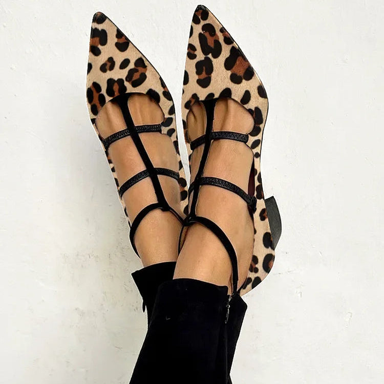 Vivienne – Leopard Strap Ballet Heels