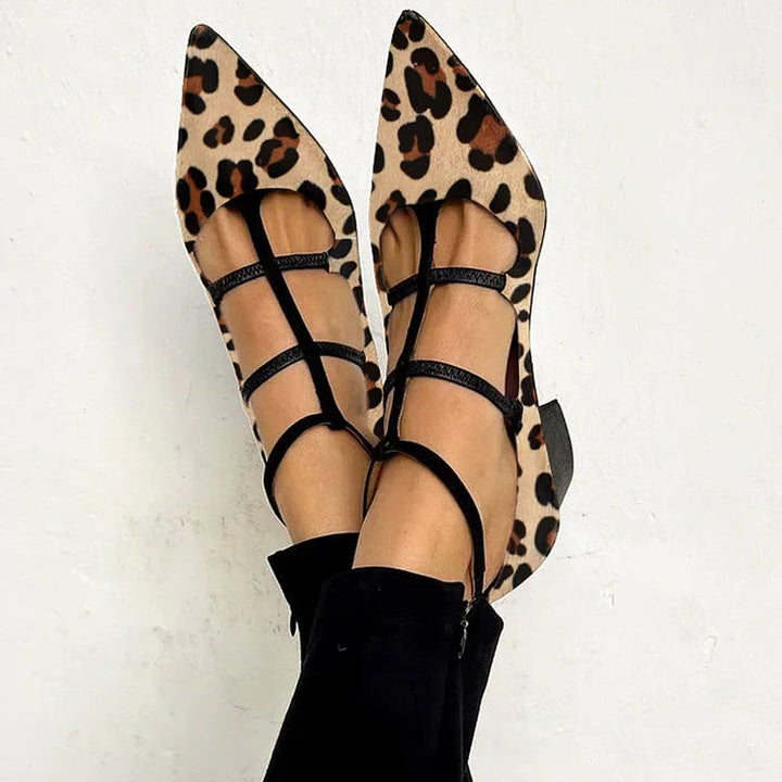 Vivienne – Leopard Strap Ballet Heels