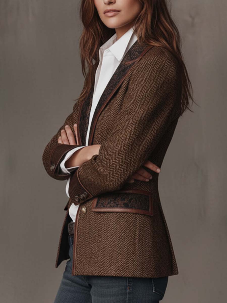 Gisèle | Chevron Print Panelled Blazer