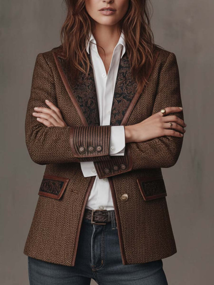Gisèle | Chevron Print Panelled Blazer