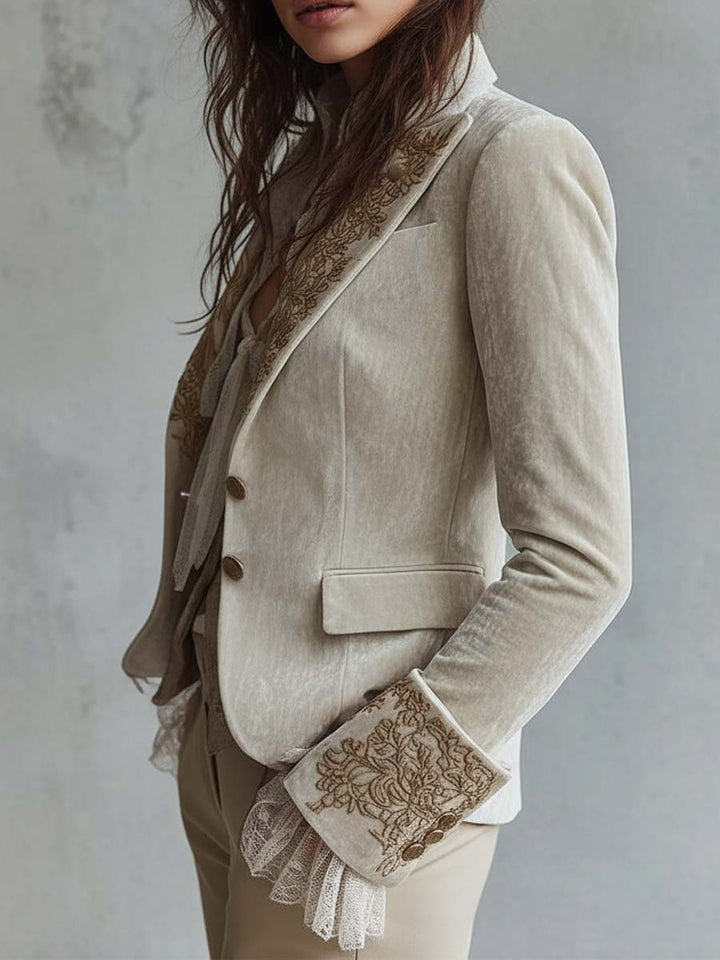Constance | Ivory Embroidered Tailored Blazer