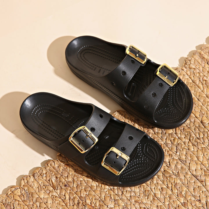 Metal Buckle Slide Sandals