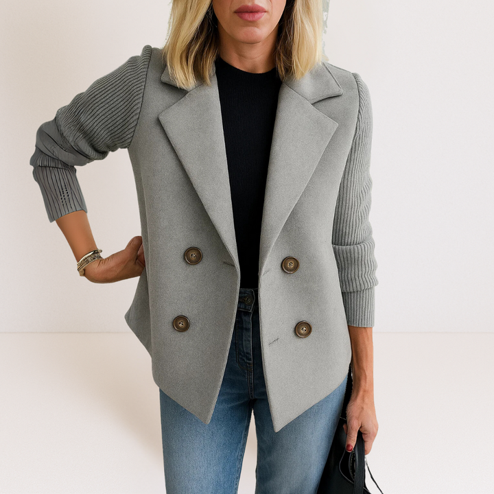 Marta - Elegant Coat with Knitted Sleeves