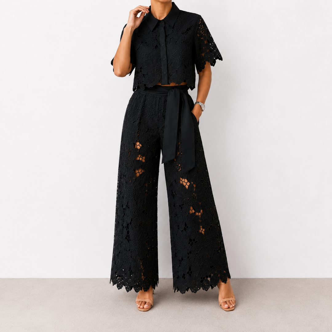 Margot – Lace &amp; Embroidered Two-Piece Set