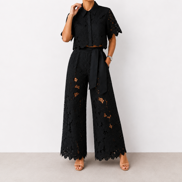 Margot – Lace &amp; Embroidered Two-Piece Set