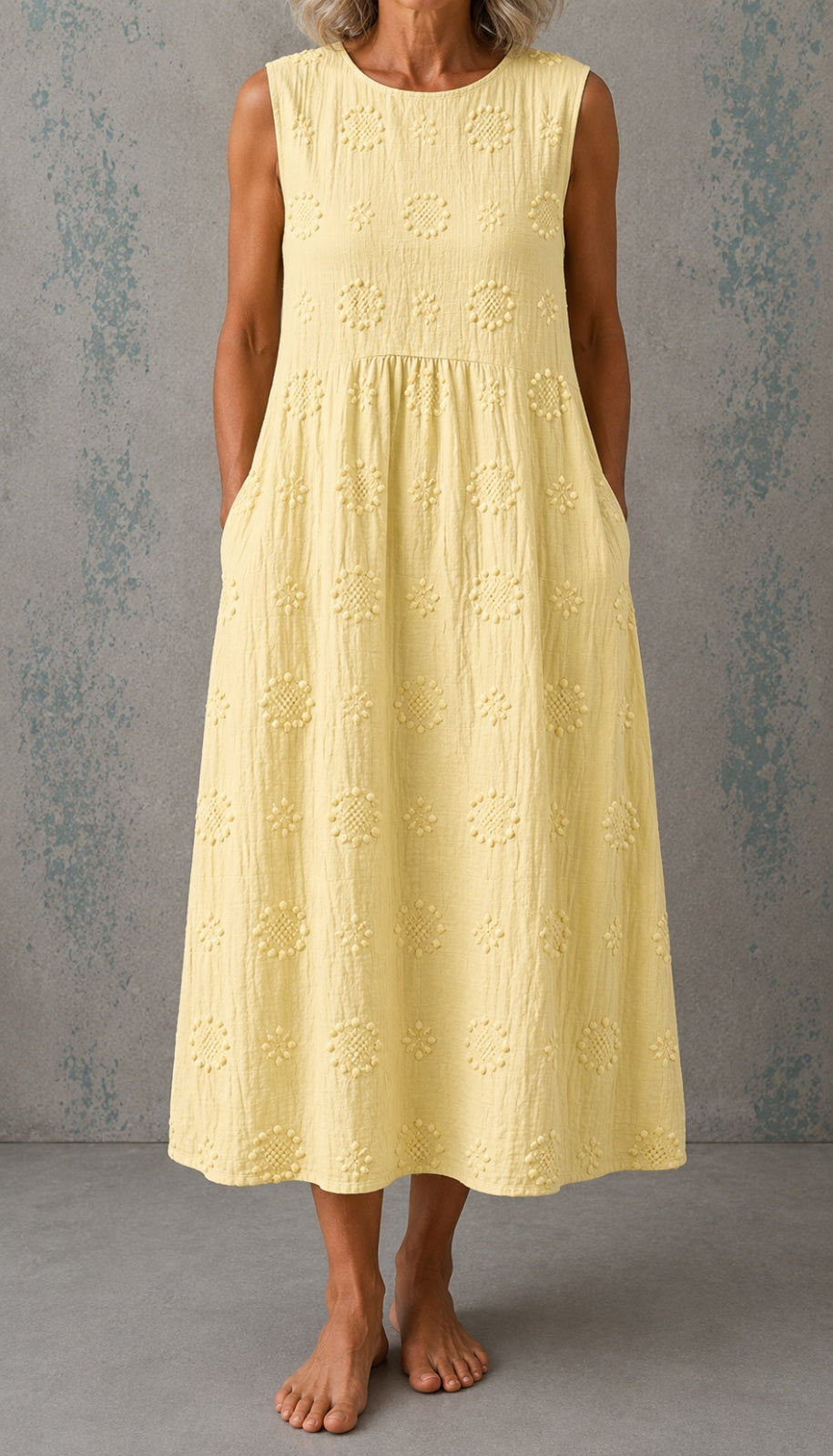 Linda Sleeveless Linen Dress - Light Yellow