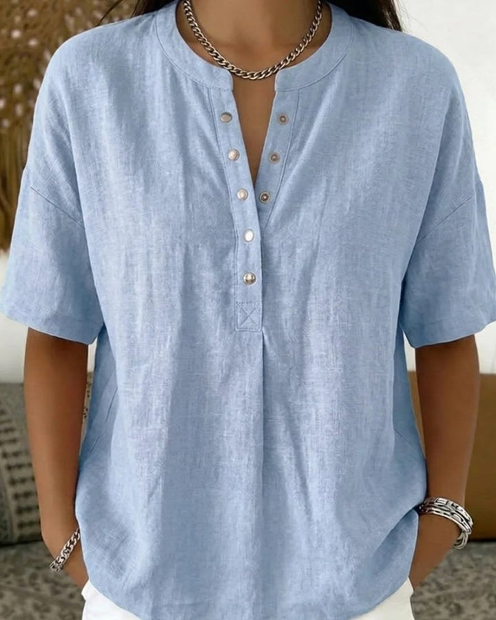 Erin - Casual Cotton Button Blouse