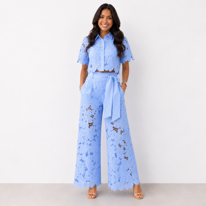 Margot – Lace &amp; Embroidered Two-Piece Set
