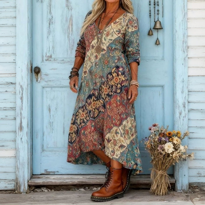 Emily Flowy Ethnic Print Maxi Dress