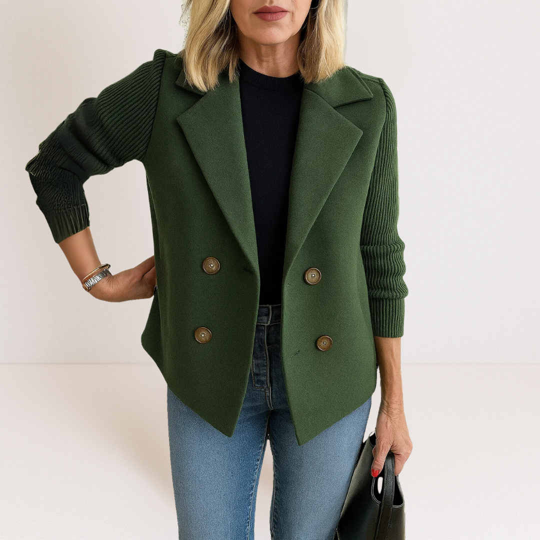 Marta - Elegant Coat with Knitted Sleeves