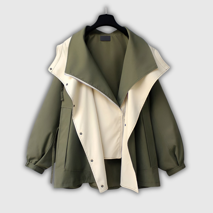 Winifred | Two-Tone Shawl-Collar Windbreaker