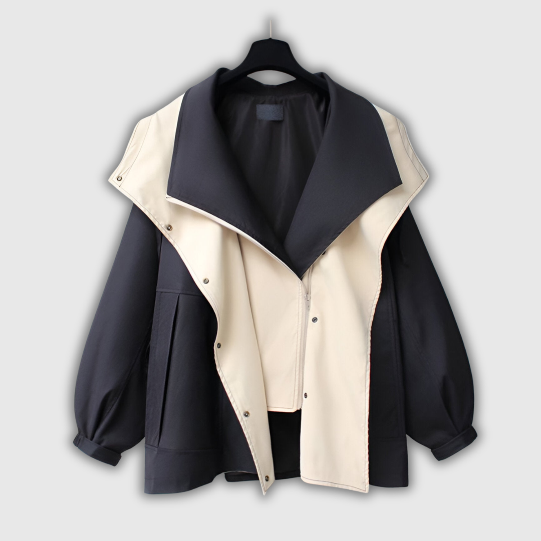 Winifred | Two-Tone Shawl-Collar Windbreaker
