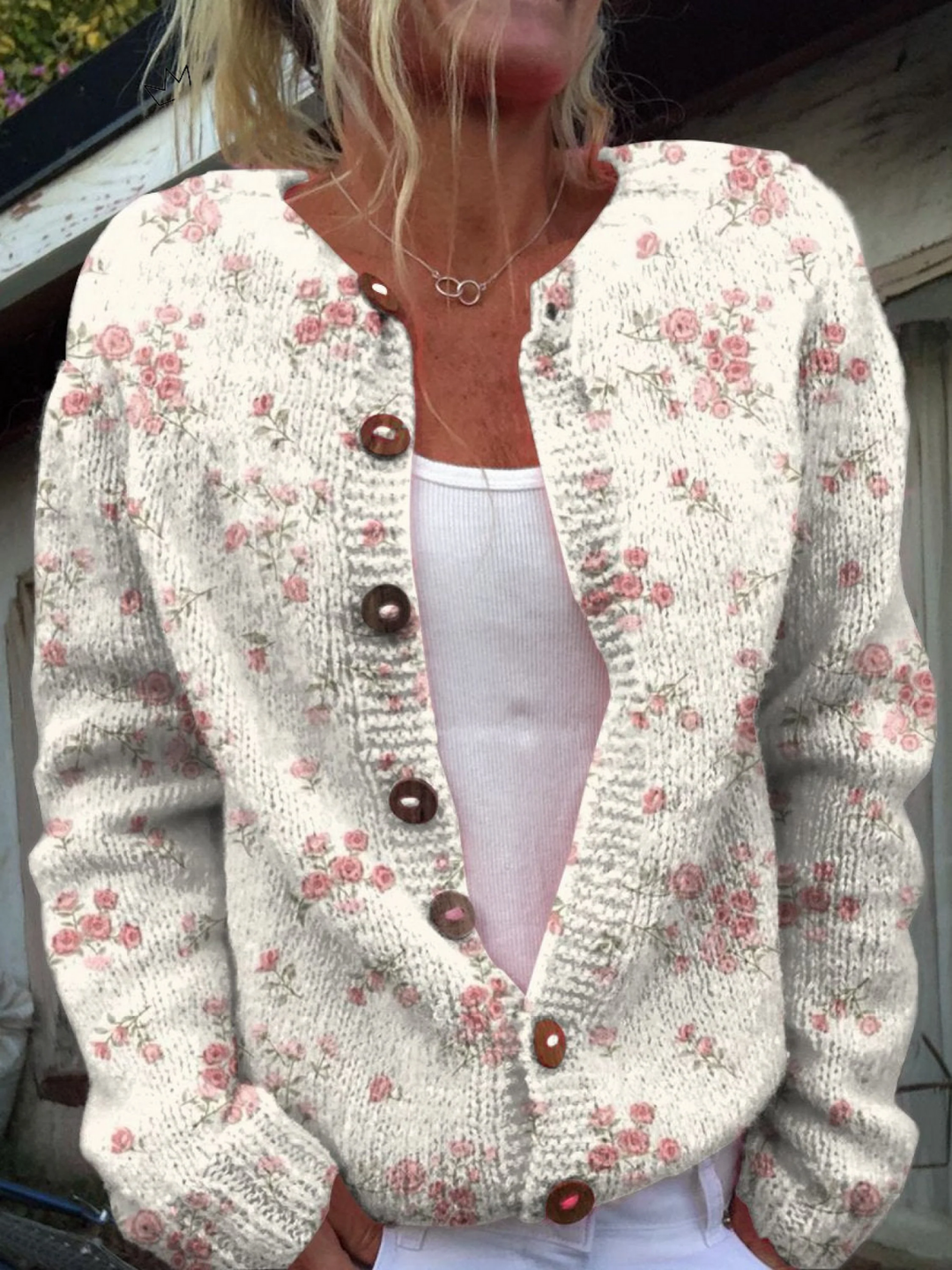 Blanche | Vintage Floral Knit Cardigan