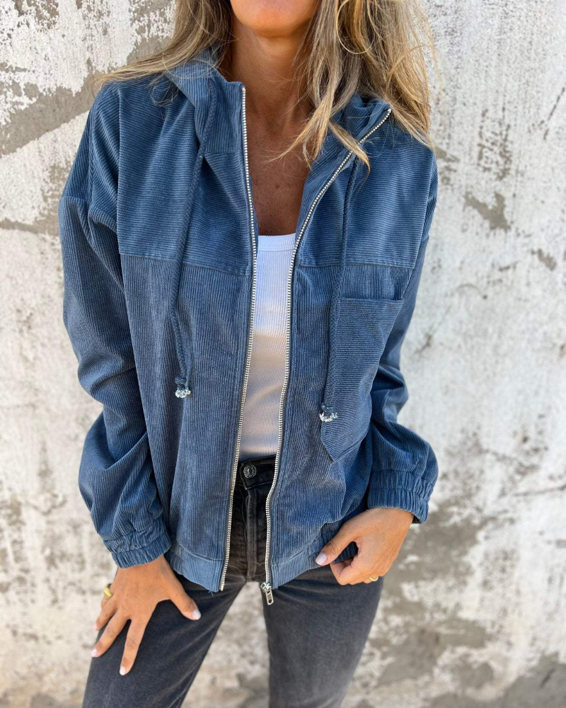 Eileen | Cord Hooded Zip Jacket