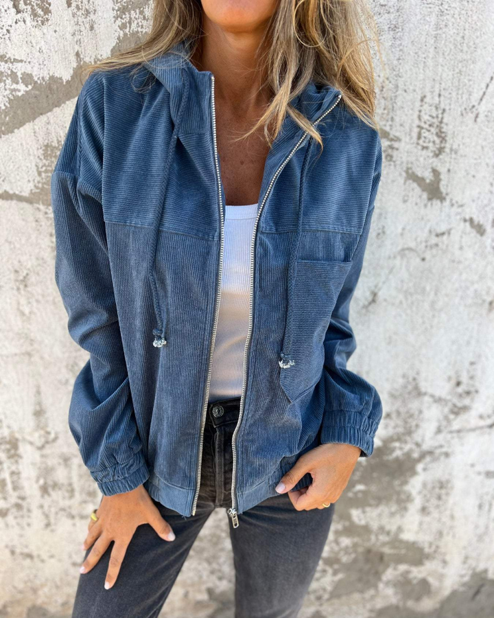 Eileen | Cord Hooded Zip Jacket