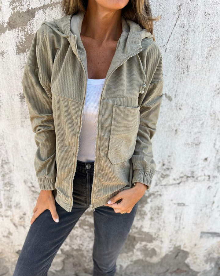 Eileen | Cord Hooded Zip Jacket