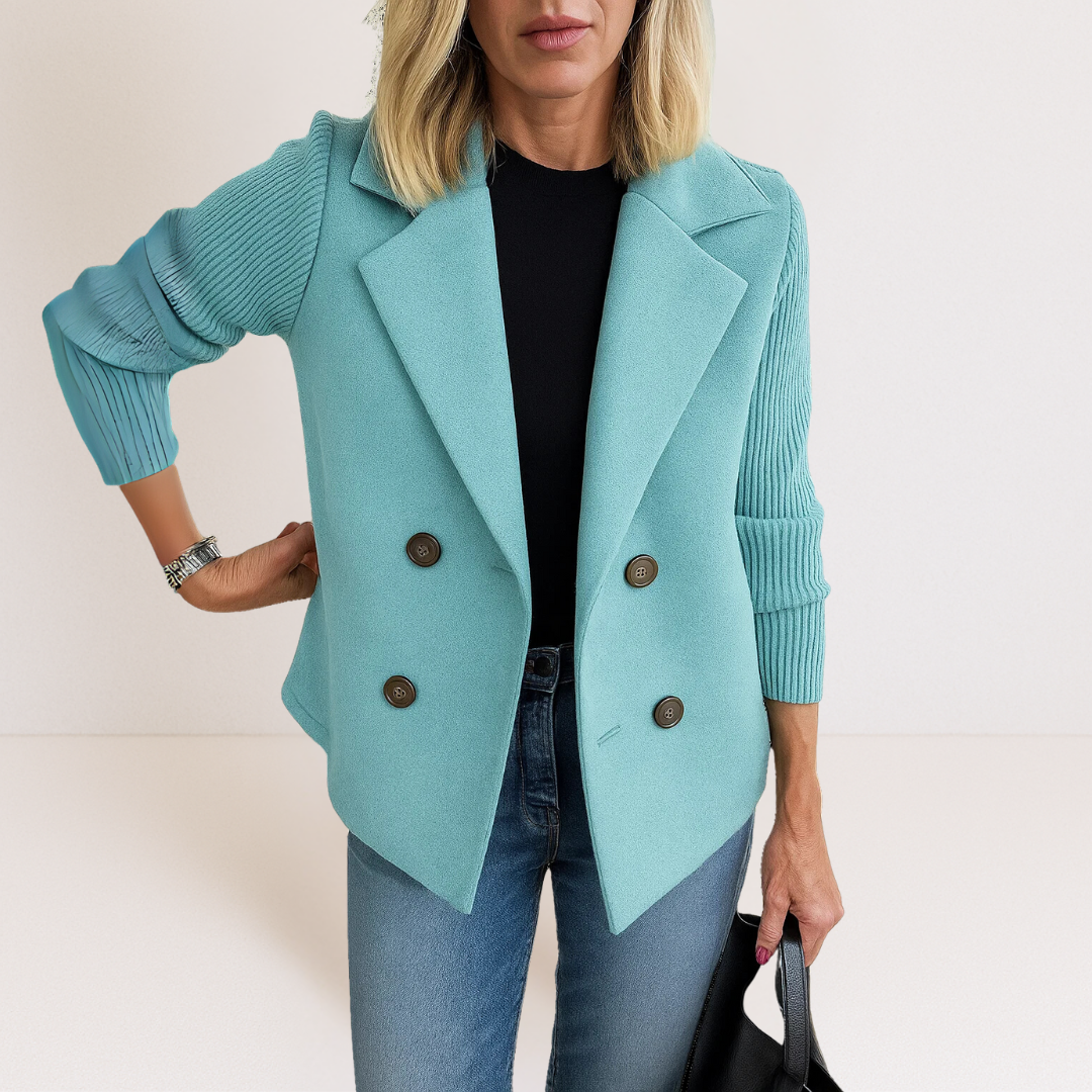 Marta - Elegant Coat with Knitted Sleeves
