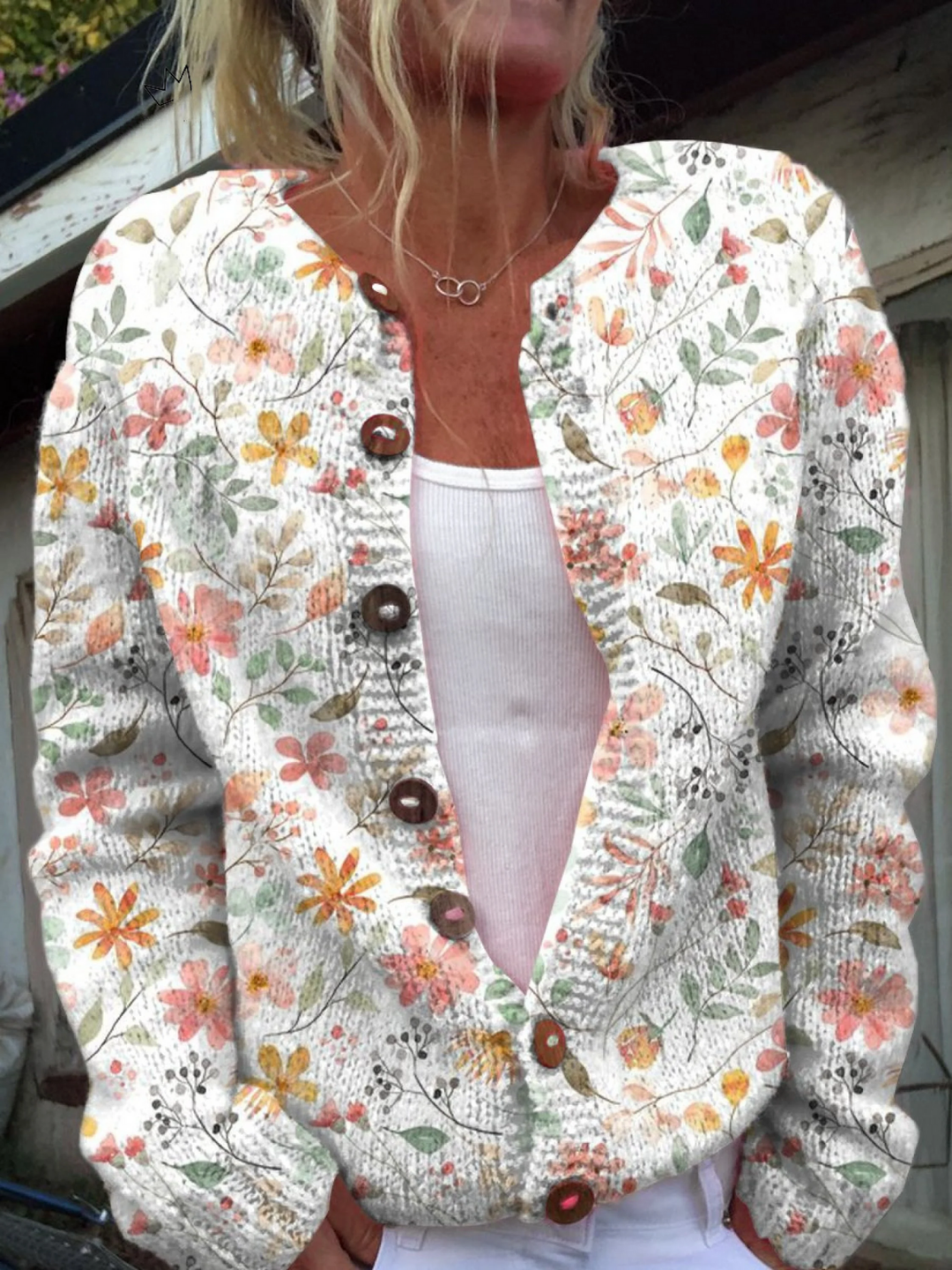 Imogen | Floral Knit Button Cardigan