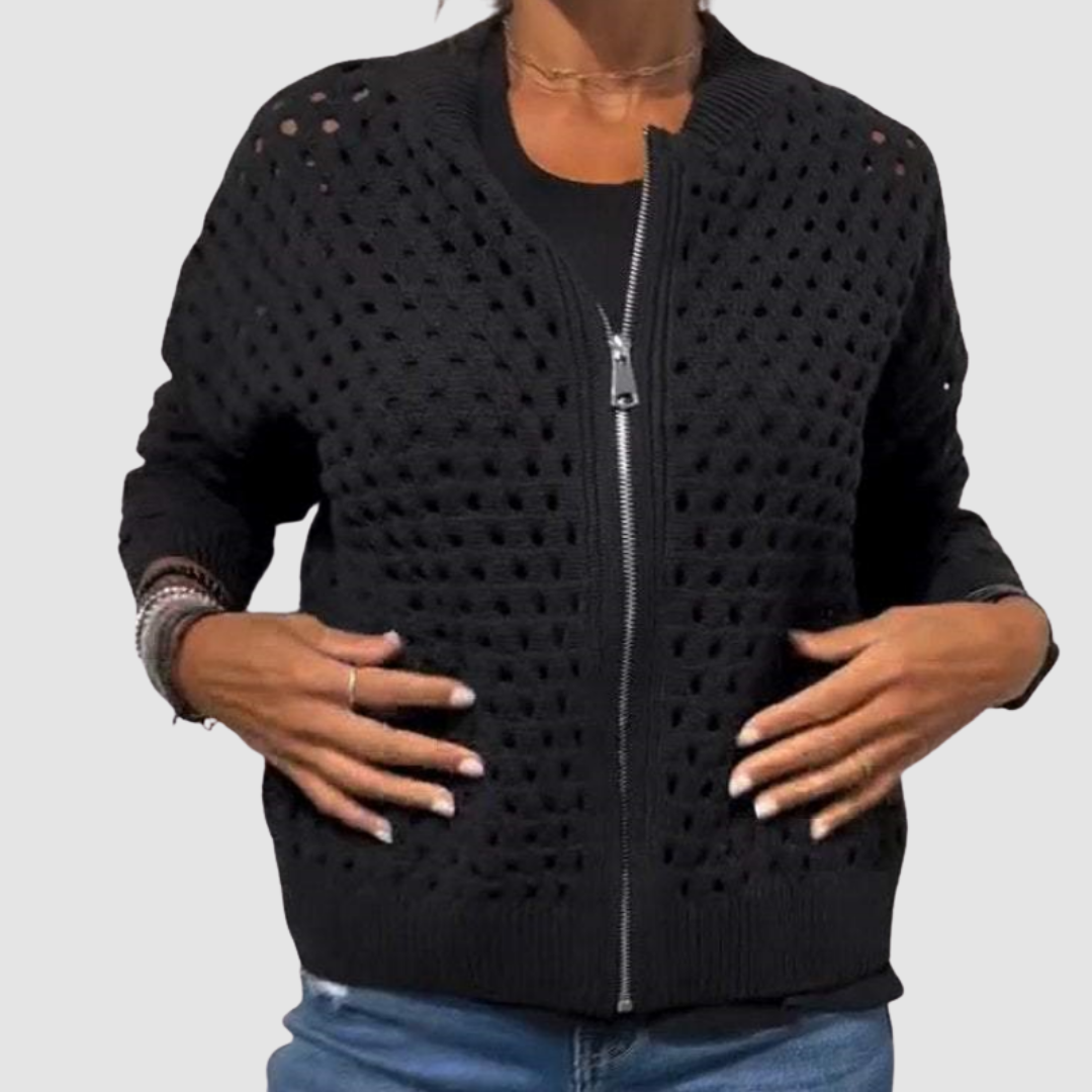 Constance knitted cardigan detail