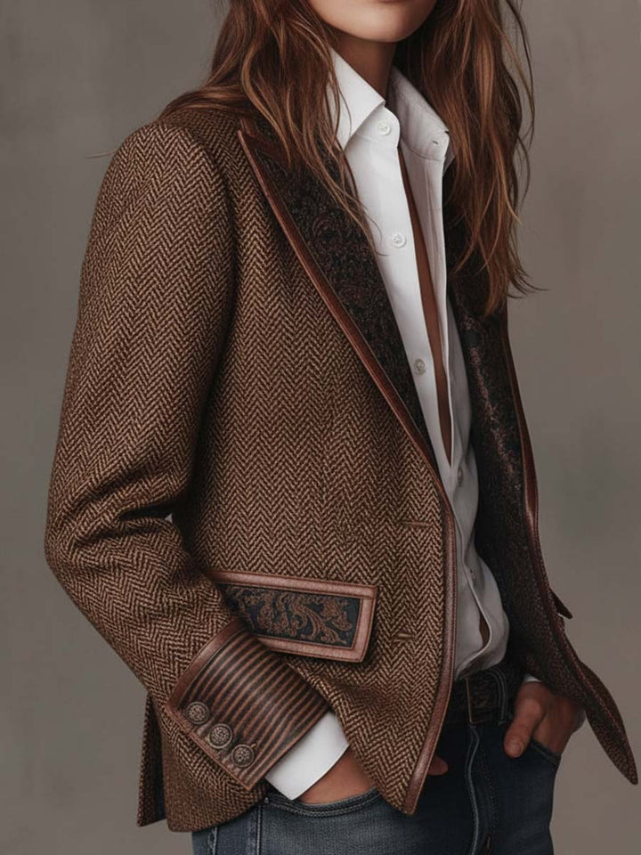 Gisèle | Chevron Print Panelled Blazer