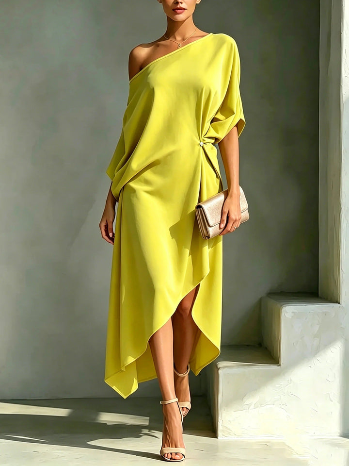 Vivara – Asymmetric One-Shoulder Midi Dress