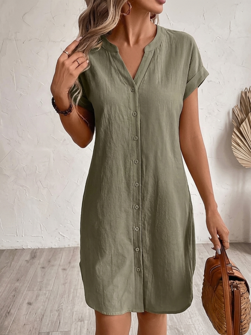 Tess – Linen-Look Shirt Dress