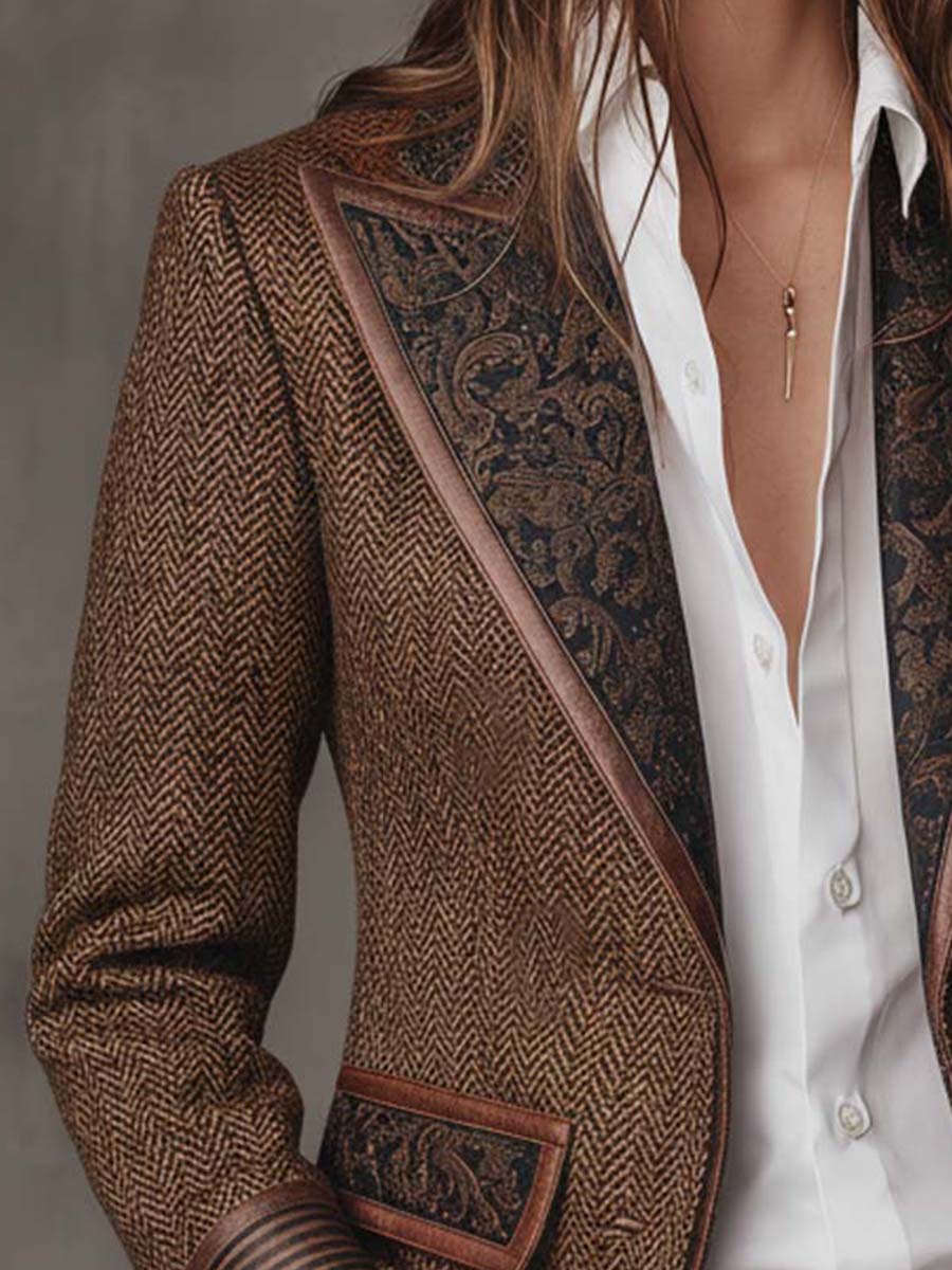 Gisèle | Chevron Print Panelled Blazer