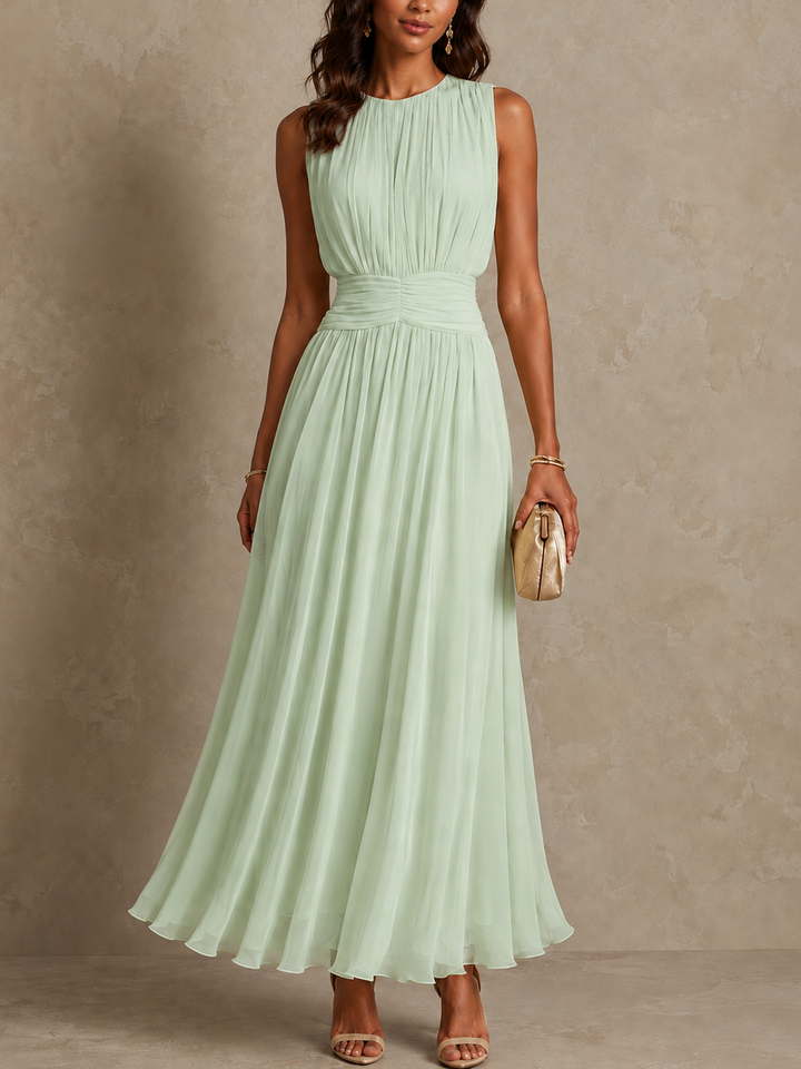 Iselle | Roxanne Ruched Waist Sleeveless Maxi Dress