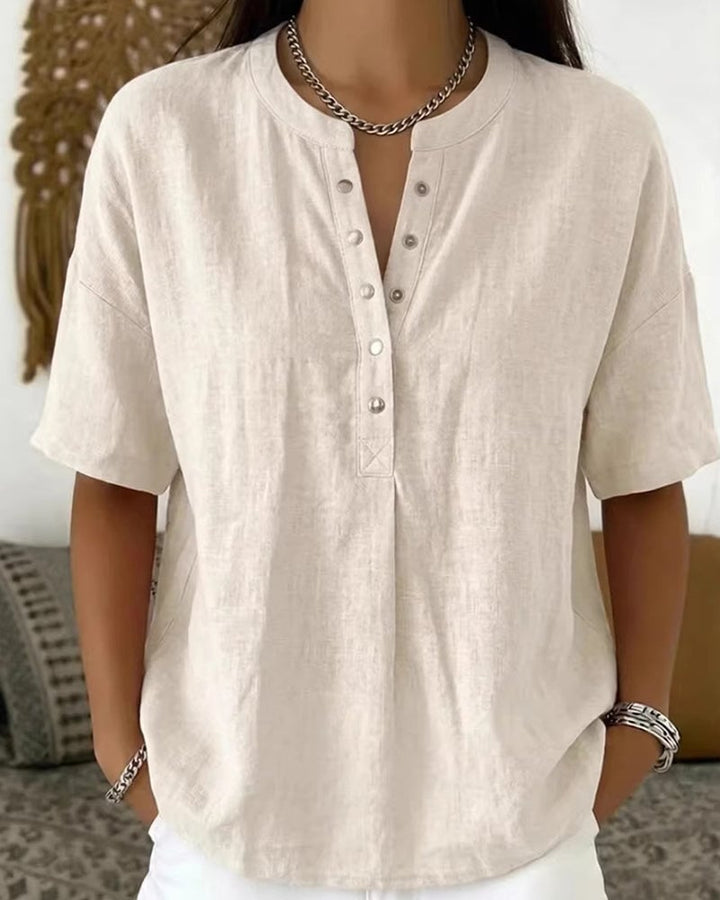 Erin - Casual Cotton Button Blouse