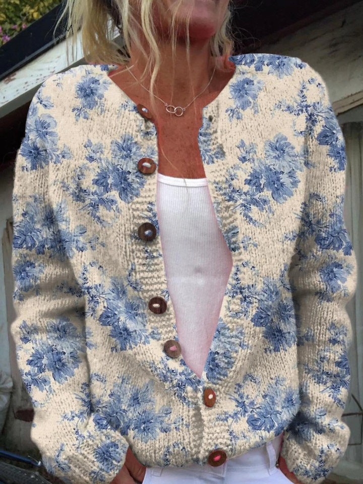 Rosemary | Floral Knit Button Cardigan