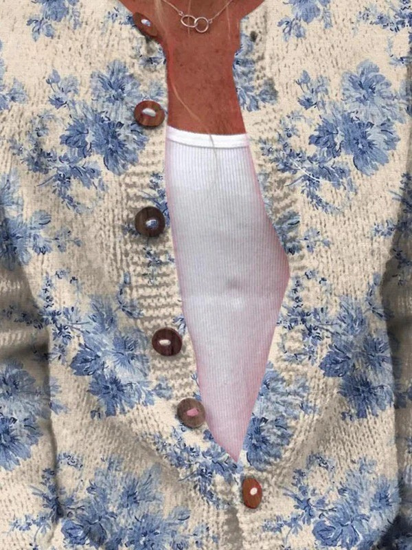 Rosemary | Floral Knit Button Cardigan
