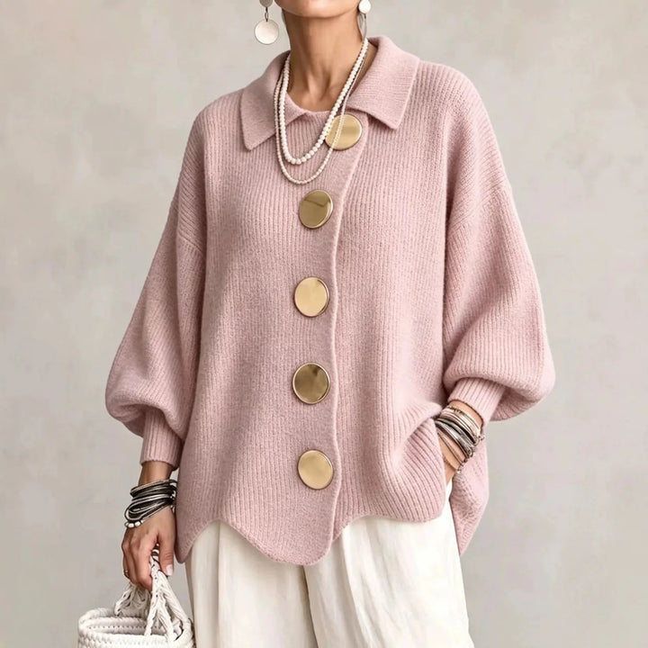 Karina Oversized Collared Button Cardigan
