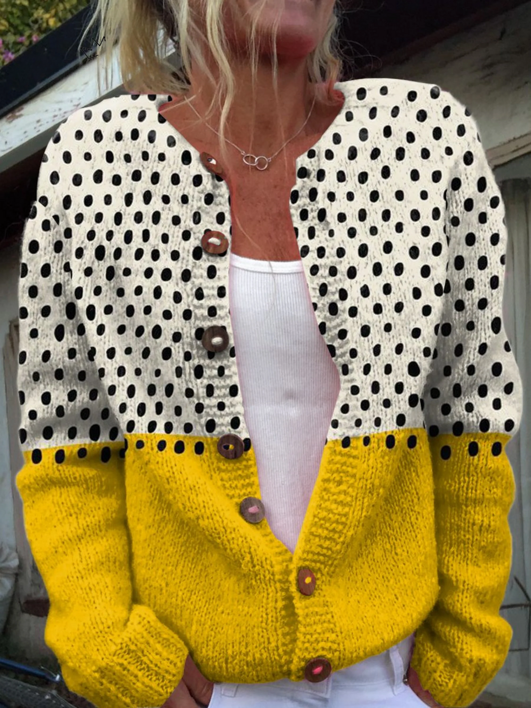 Daphne | Two-Tone Knit Cardigan