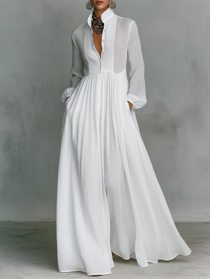Fizza Flowing Button-Front Maxi Dress