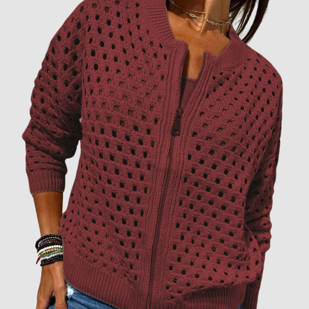 Constance knitted cardigan detail