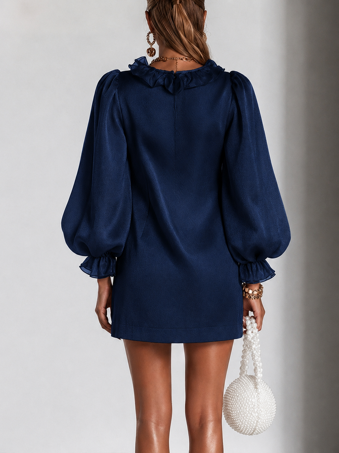 Guinevere | Ruffled Puff-Sleeve Straight-Cut Dress