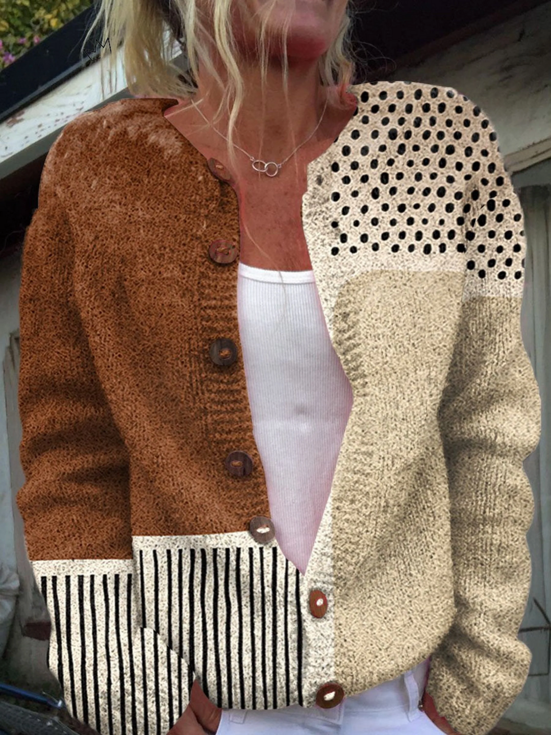 Marjorie | Patchwork Knit Cardigan