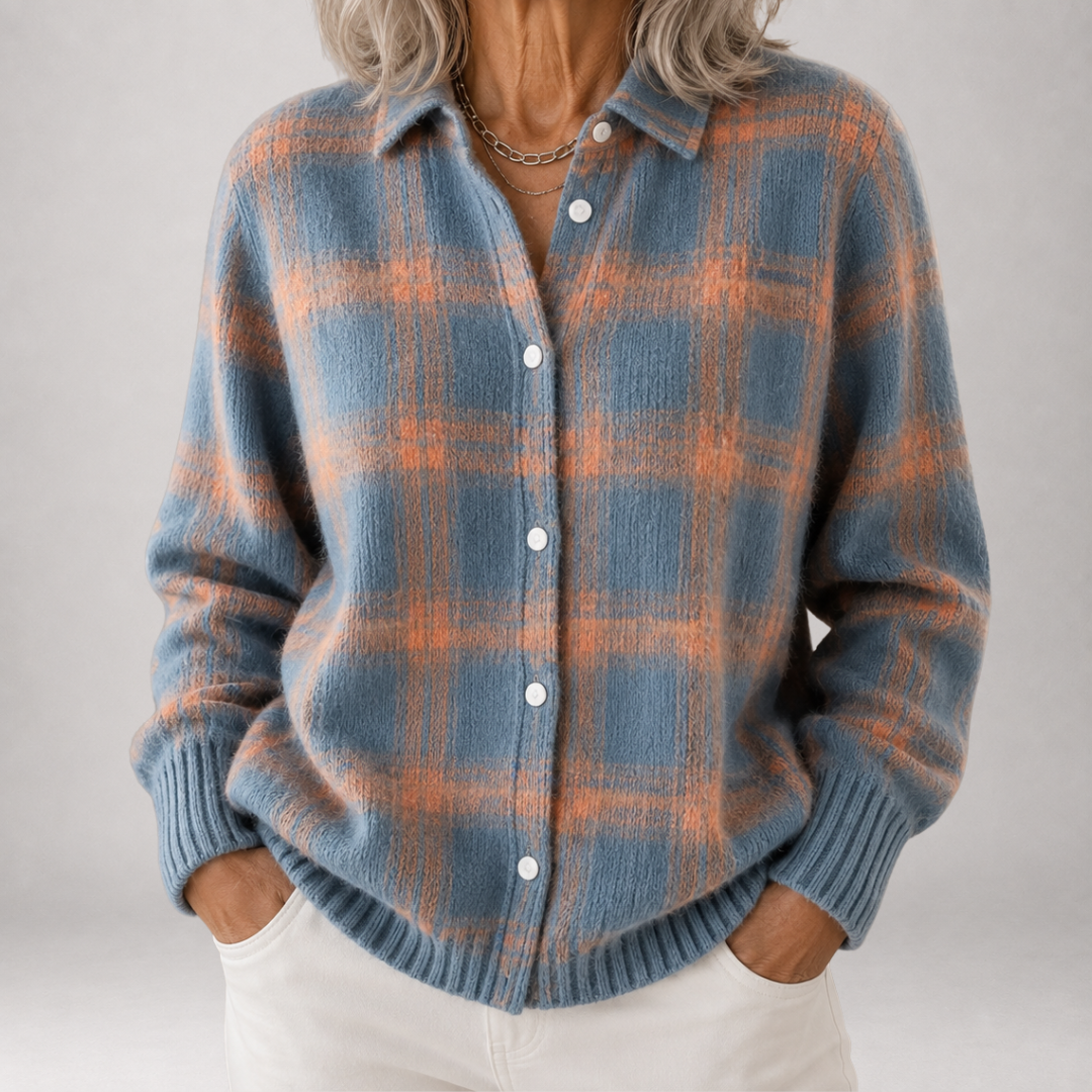 Sabine Brushed Plaid Shirt Cardigan