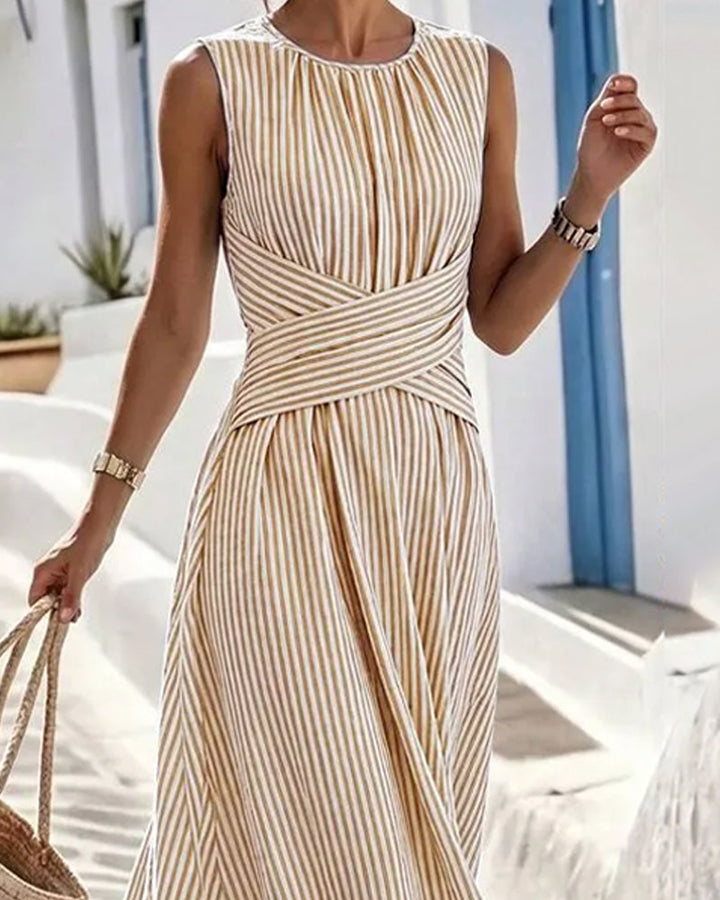 Brynn – Striped Twist Waist Maxi Dress