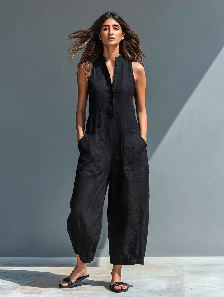Claire – Linen Blend Sleeveless Jumpsuit