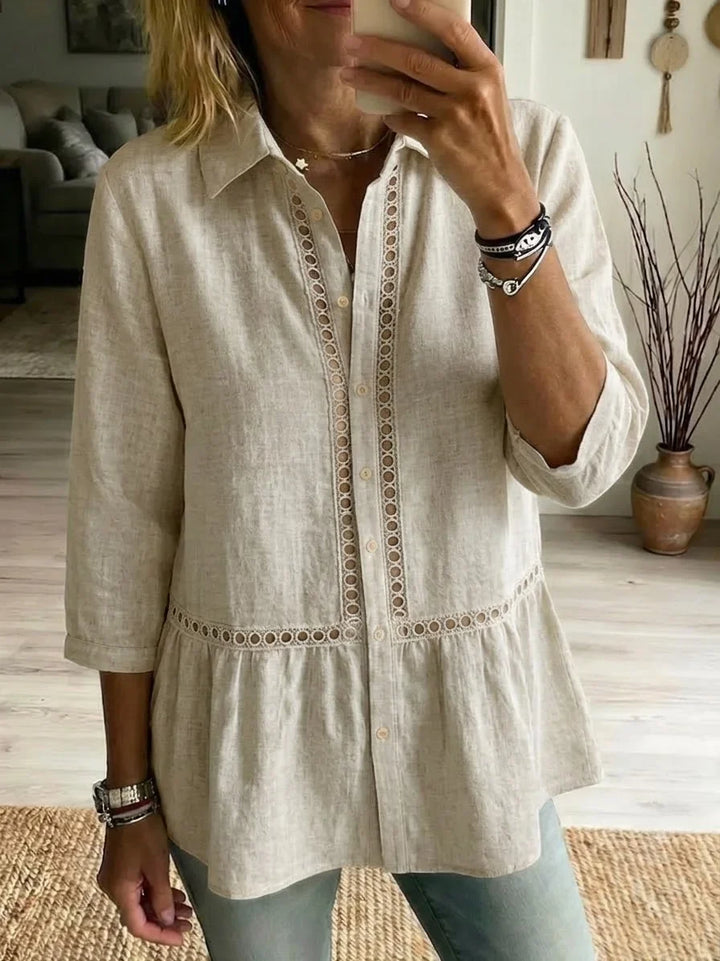 Marta – Linen Cotton Openwork Blouse