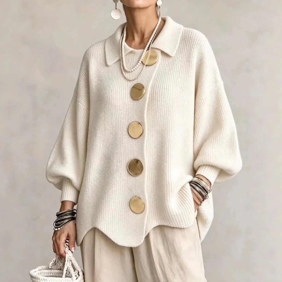 Karina Oversized Collared Button Cardigan