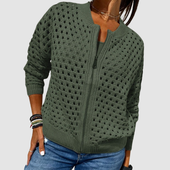 Constance knitted cardigan detail