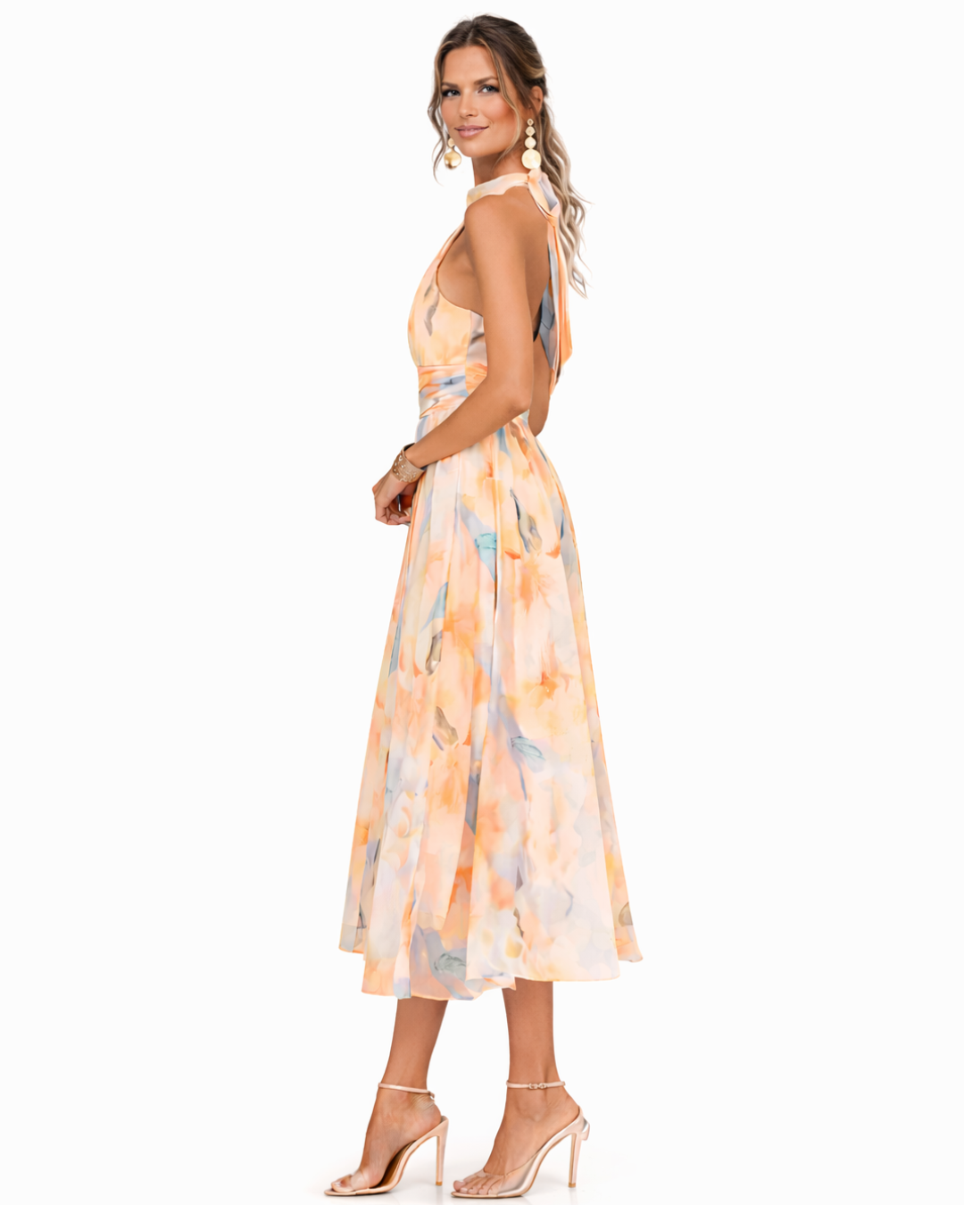 Aurora – Halter Neck Watercolor Print Dress