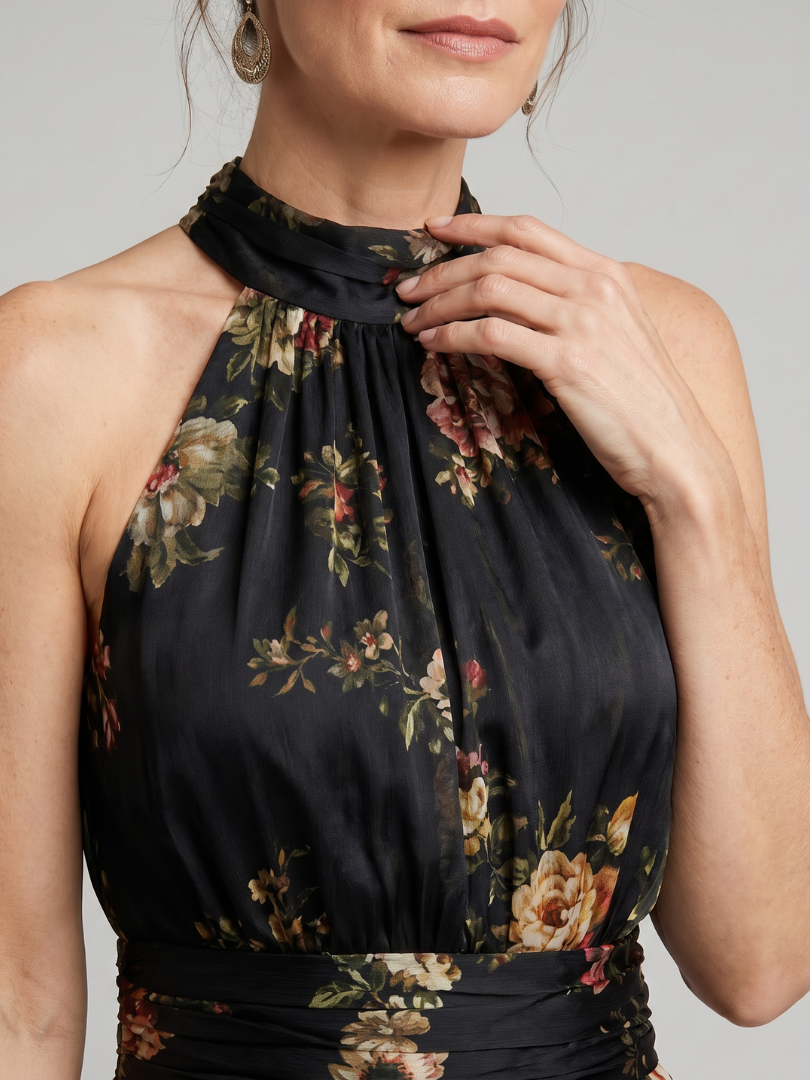 Fior – Floral Halter Neck Midi Dress