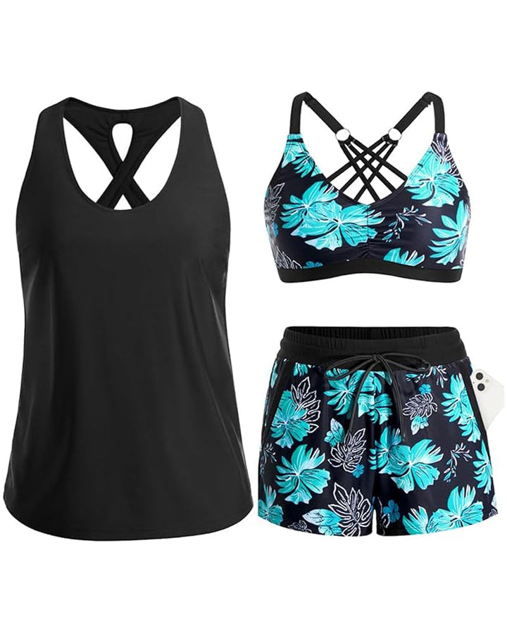 Solene – Three-Piece Tankini Bikini & Cover-Up Set