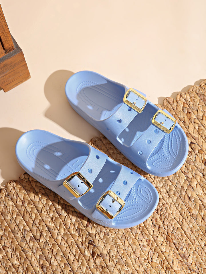 Metal Buckle Slide Sandals